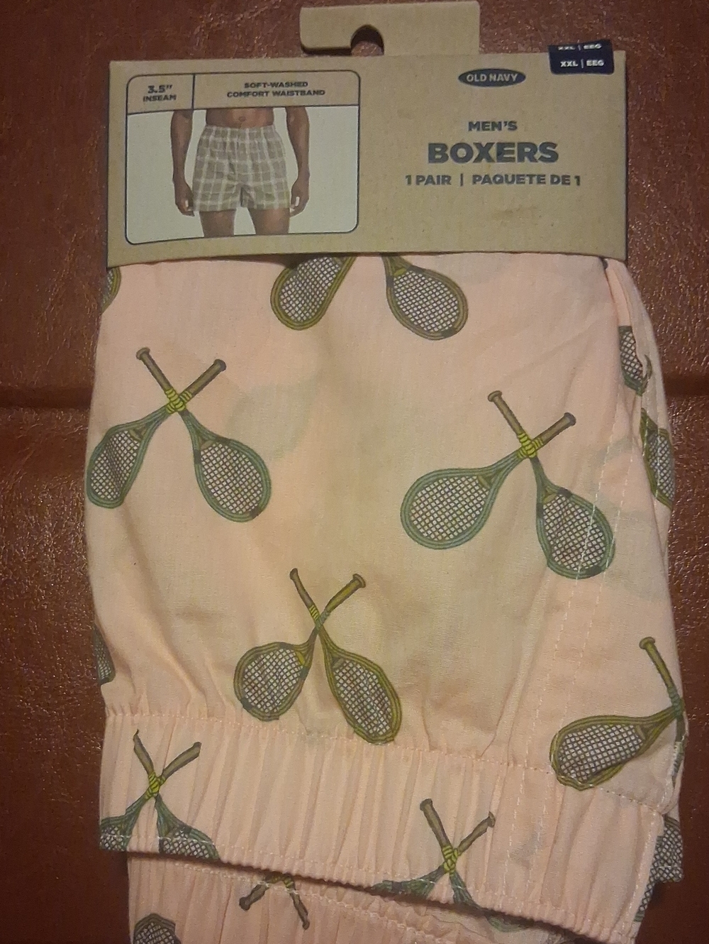 Old Navy Men's Boxers - Pink with Green Racket Print Xxl
